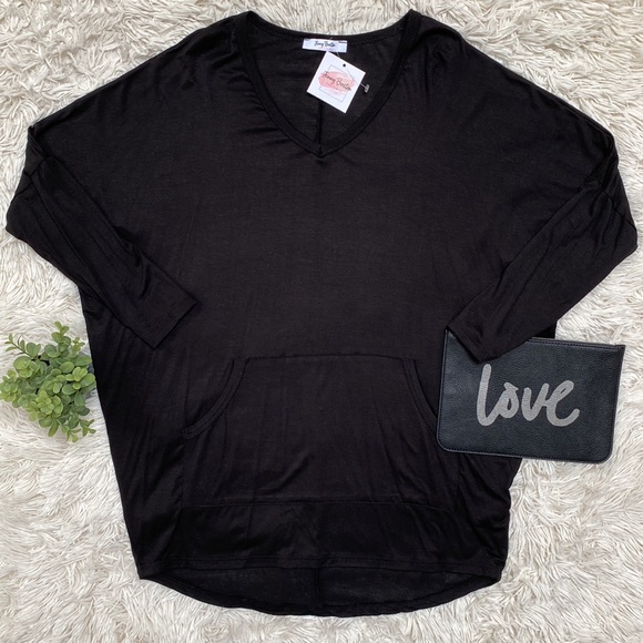 🎉HP🎉 Jenny Boston V-Neck 3/4 Sleeve Dolman Top 💗 Black - Picture 2 of 12